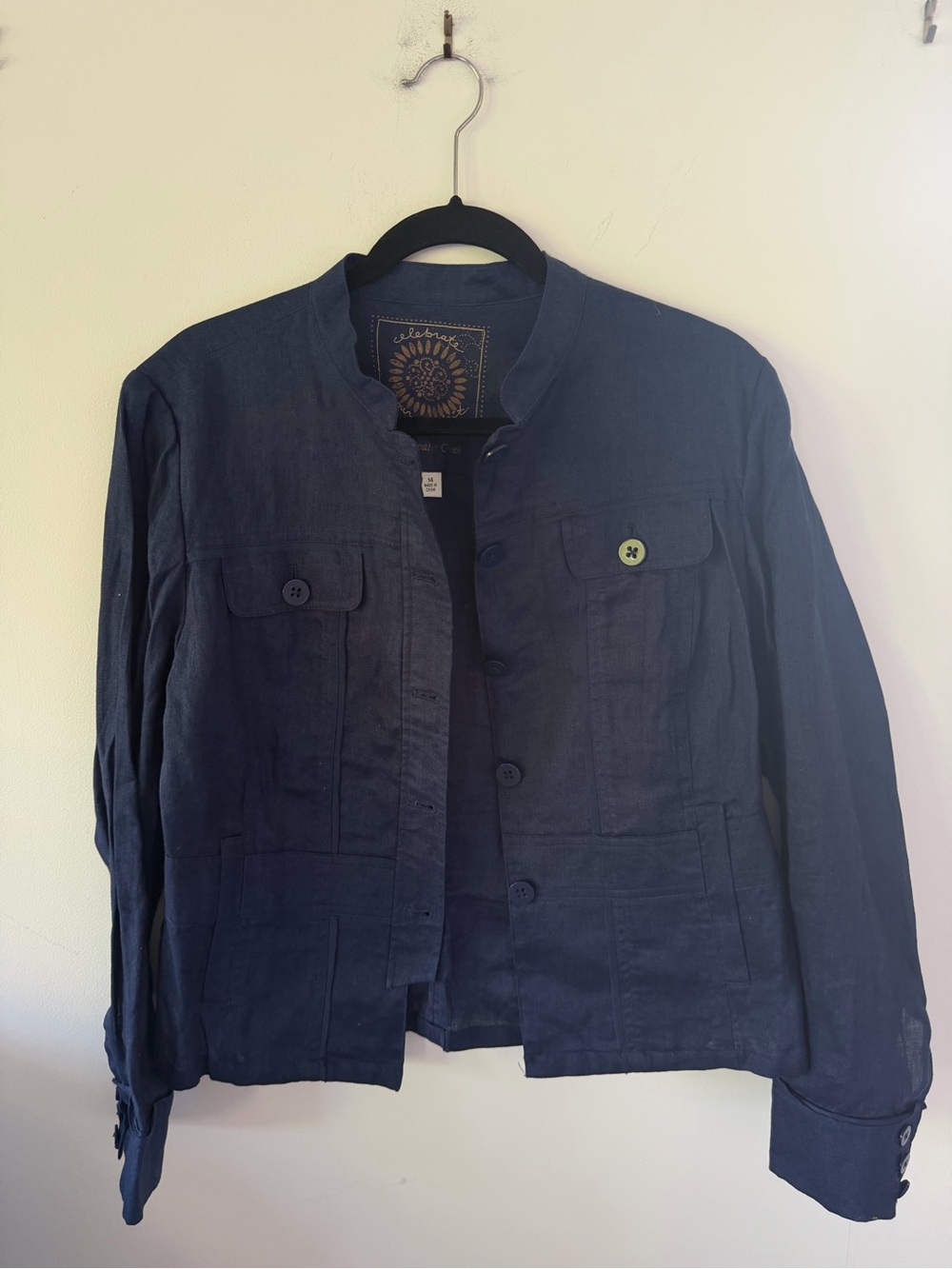 Coldwater Creek Navy Mandarin Collar Utility Jacket